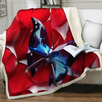 מדהים פרפר הדפסת 3D בפלאש לזרוק את השמיכה הביתה רך פלנל, שמיכות עבור מיטות ספה כסא נסיעות פיקניק, שמיכות תנומה כיסוי