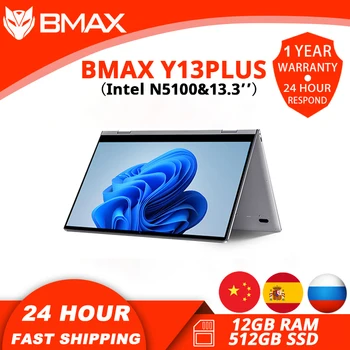 BMAX Y13PLUS מחשב נייד 13.3 אינץ מחברת Windows 11 12GB LPDDR4 512GB SSD 1920*1080 IPS מידע N5100 מסך מגע מחשבים ניידים מחברת