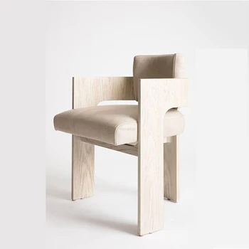 נורדי אוכל עץ מלא כסאות רטרו, ריהוט חדר האוכל יצירתי הביתה משענת הכיסא יוקרה פלנל מסעדה כיסאות B