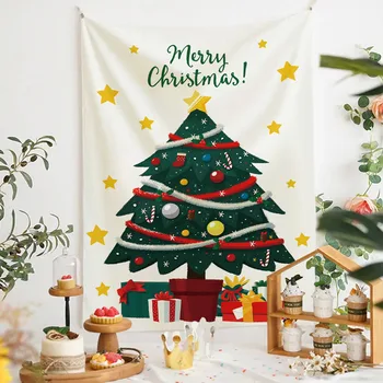 חג המולד שטיח עץ מודפס תלוי בד קיר דקורטיבי לחדר בבית פסטיבל חג המולד רקע בד פשוטה שטיחים