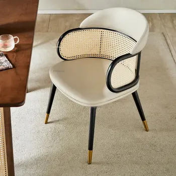 מודרני עור כסאות אוכל עבור משק הבית ריהוט למטבח חדר אוכל קש כיסא קטן פשוט בדירה פינת אוכל כיסא.