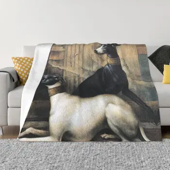 כלבים עם זהב קולרים שמיכות לנשימה רכה פלנל ספרינט Sihthound הכלב לזרוק את השמיכה על הספה חיצונית מצעים