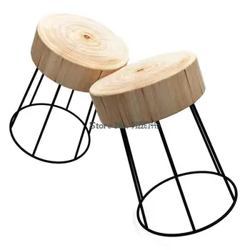 סקנדינבי מינימליסטי מעץ מלא יומנים פשוטים לצד שולחן פינת ישיבה לצד המיטה שולחן עגול שולחן ספה דוכן פרחים השינה