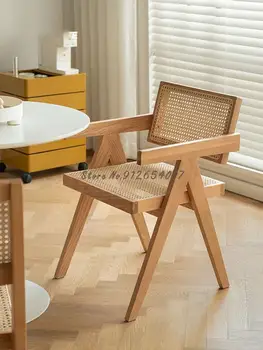וינטג ' עץ מלא קש פנאי האוכל הכיסא משק הבית בחזרה יפנית תוספות ספה כסא מופתע שקט התיכון הקדום