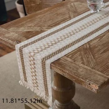 שולחן רץ בוהמי סגנון החתונה מפת שולחן הסעודה המפלגה קישוט יוטה הגרמני תחרה פרחוני שולחן ראנר לעיצוב הבית