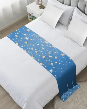 כחול מבריק יהלום טיפה מרקם רך המיטה רץ הביתה מלון עיצוב שולחן למיטה דגל החתונה השינה מיטה הזנב מגבת