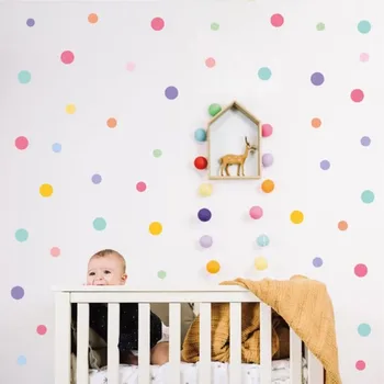 בוהמי צבעוניים נקודות מדבקות קיר נשלף עצמי דבק ילדים מדבקות קיר חדר השינה לסלון מדבקות לעיצוב הבית