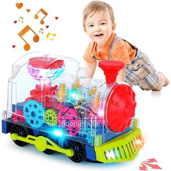 שקוף מכונית צעצוע לילדים אלקטרונית אור קול המוזיקה ציוד חשמלי מכונית הרכבת צעצועים לפעוטות חינוך זוחל צעצועים