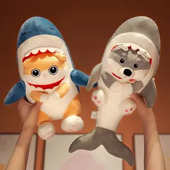 מתנה כרית תפאורה הביתה לישון כרית רכה צעצוע כריש קטיפה בובת הכריש צעצועים קטיפה כריש חתול בובה בובות של חיות צעצוע