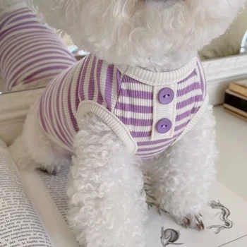 מחמד האפוד אביב קיץ אופנה פס בגדים כלב קטן חמוד Desinger קט חתול מתוק חולצת הפיג 'מות גור צ' יוואווה פודל