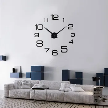 קריאייטיב דיגיטלי Diy שעון קיר מראה שעון קיר קישוט הבית קל לקריאה ספרות קישוטים תלויים רלו דה ונקייה