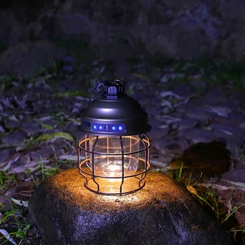 נייד תליית מנורות וינטג מתכת המנורה 3 ב-1 רך/חם/טבע אורות LED אוהל אור נטענת חיצוני פנס קמפינג