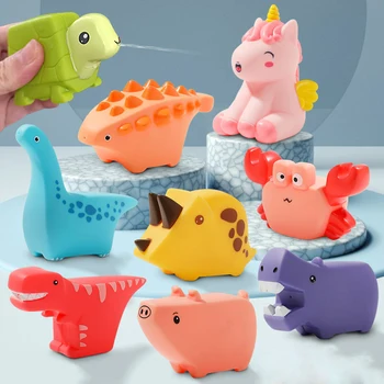 6pcs גומי בעלי חיים בייבי צעצועי אמבטיה לפעוטות 1-3Y בנים בנות אמבט מים צעצועים לתינוק הקיץ בריכת שחיה לילדים מקלחת צעצועים