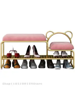 שינוי הנעל צואה בבית דלת כניסה נורדי יושב ארון נעליים המודרני לובש נעליים שרפרף עם מתלה נעליים פשוטות גבוה ונמוך