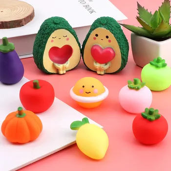 חידוש מצחיק יצירתי חמוד ירקות ופירות לסחוט אצעק הלחץ צעצועים קריקטורה חמוד פירות הלחץ צעצועים