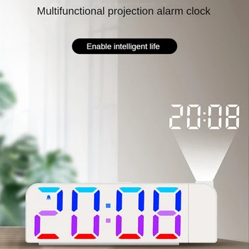 הקרנת שעון RGB שעון עם זמן תצוגת טמפרטורה תאורה אחורית נודניק שעון הביתה השינה