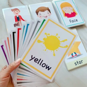 12PCS ילדים ללימוד אנגלית מילה כרטיסי צבע כרטיסיות למידה צעצועים לילדים צבע קוגניציה, זיכרון חינוך מונטסורי