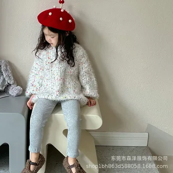 קוריאני בגדי ילדים של בנות 2023 סתיו לילדים חולצה כחולה וחצאית מכנסיים חוש עיצוב שני חלקים סט