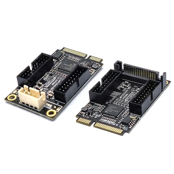 Mini PCIe כפולה של 19 פינים בלוח הקדמי הרחבה כרטיס מיני PCIE כדי USB3.0 מול סיכת הראש 19PIN קטן 4-Pin/Sata מחבר