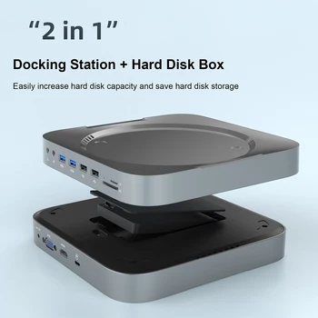 USB C רכזת עגינה מארז הכונן הקשיח 2.5 SATA SSD HDD במקרה USB, VGA, HDMI תואם תחנת עגינה Card Reader עבור Mac Mini