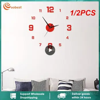1/2PCS זוהר שעון קיר Frameless אקריליק DIY שעון דיגיטלי מדבקות קיר שקט שעון הסלון חדר השינה הקיר במשרד