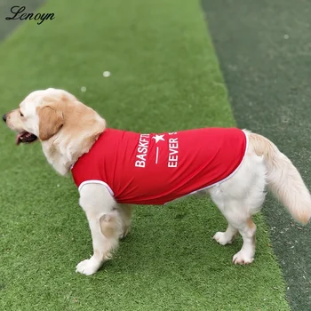 Lenoyn הקיץ כלב גדול מחמד כלב בגדים דקים פשוט בגדים האפוד שיער זהוב הגבול בעלי חיים לברדור Samoye גדול כלב בגדים