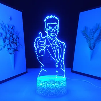 אנימה האנטר X האנטר Leorio PaladiKnight 3D LED מנורת אשליה אורות ליל מנגה מנורת שולחן בית עיצוב חדר השינה Dropship