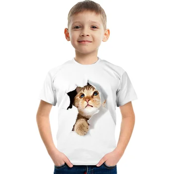 2023 הקיץ חדש שרוול קצר חולצה 3D חמוד להדפיס בעלי החיים בגדי ילדים