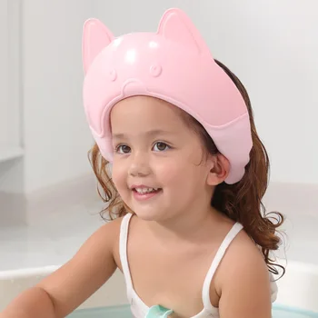 שמפו לתינוק כובע מתכוונן הילדים מקלחת כובע עמיד למים הילדים אמבטיה מגן חמוד התינוק לשטוף את השיער מגן כובע על הגנה על העין