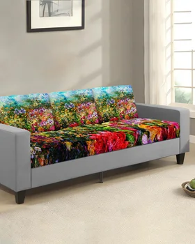 פרחים בצבעי מים מנומר ספה כרית מושב לכסות את הריהוט מגן למתוח רחיץ נשלף ספה כיסוי אלסטי הכיסויים