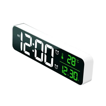 אופנה בסלון תצוגה דיגיטלית LED דיגיטלי תמידי לוח שנה שעון זוהר שקט אלקטרוני שעון מעורר לבן