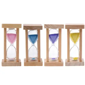 MagiDeal 5 דקות עץ מסגרת מרובעת שעון חול החול חול, טיימר השעון 4 צבעים מתנה נהדרת/בית קפה/עיצוב משרד