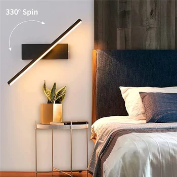 מודרני סיבוב LED מנורת קיר חדר השינה ליד המיטה תאורה פנימית Rotatable קיר אור עיצוב הבית אמבטיה שידה מראה פנס