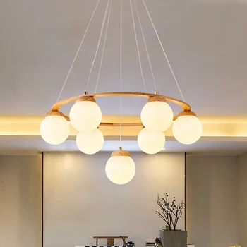 עגולים עץ חם בסגנון LED אור תליון יוקרתי עבור חדר השינה חי בחדר האוכל במלתחה לופט לובי מלון עם נורות בהיר המנורה