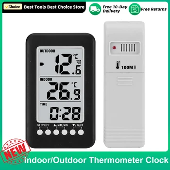 משק בית מדחום LCD ℃/℉ אלחוטי דיגיטלי פנימי/חיצוני מדחום שעון טמפרטורה מד לחות עם המשדר.
