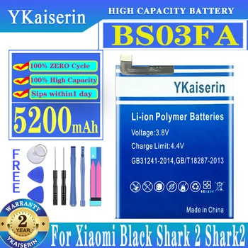 YKaiserin 100% חדש 5200mAh BS03FA סוללה עבור Xiaomi כריש שחור 2 Pro Shark2 Pro BB03FA + כלים