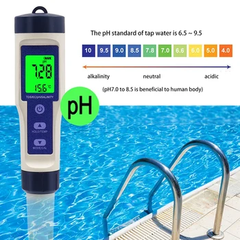 5 ב 1 טמפרטורה דיגיטלי מד TDS/EC/PH/מליחות מים באיכות לפקח בודק בריכות, שתיית מים, אקווריומים