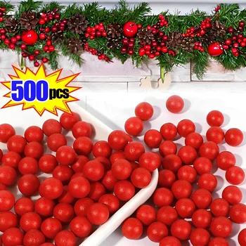 100-500pcs אדום חג המולד מיני פירות יער, דובדבנים פרל אבקנים פרחים מלאכותיים חתונה מסיבה DIY זר הביתה לשנה החדשה עיצוב