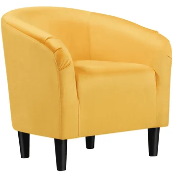 אלדן עיצוב מרופדים קטיפה מועדון מבטא כיסא בסלון, צהוב