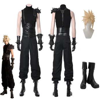אנימה Final Fantasy VII 7 ענן סכסוכים Cosplay תלבושות העליון מכנסיים הפאה נעליים סט תלבושת ליל כל הקדושים מסיבה גברים התפקיד להסוות את הבגדים