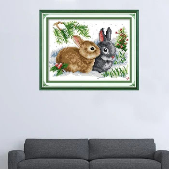 יצירתי לחצות סטיץ רקמה ערכות ארנבת חיה חוט כותנה ציור DIY רקמה השנה החדשה בבית תלויות דקור