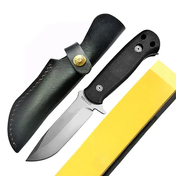 Mengoing הישרדות ציד חיצוני קבוע להב הסכינים ABS להתמודד עם הגנה עצמית סכין טקטי עם הנדן, לוגו, התיבה הצהובה