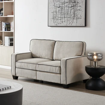 ספה הכיסא עם אחסון קורדורוי בצבע בז ' מקורה הרהיטים בסלון