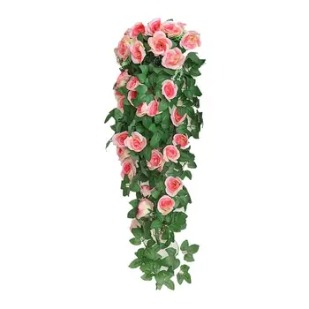 ורד גפן גרלנד 95cm/37.4 אינץ מלאכותי פרחים הדלת הקדמית עיצוב פרחוני אמנות קיר קישוטים עם ענפים ירוקים עבור בית קפה