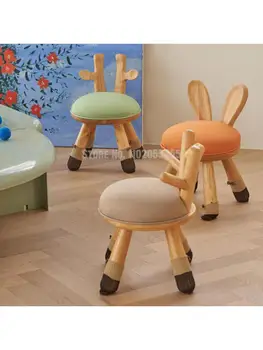 נורדי עץ מלא לילדים הכסא בית מושב התינוק בחזרה קטנים הספסל יצירתי קריקטורה שרפרף נמוך גן ילדים קטן צואה