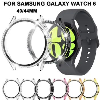 עבור Samsung Galaxy לצפות 6 40mm 44mm בלינג מקרה מגן מחשב+מזג כיסוי יהלומים פגוש מגן מסך השעון אביזרים