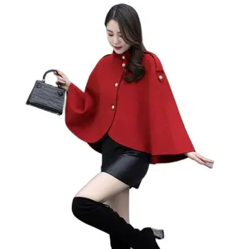 עיצוב אופנה גלימת צמר מעיל וצעיף נשי 2023 חדש האביב הסתיו קוריאנית חופשי יחיד בעלות אבזם נשים של צמר מעיל