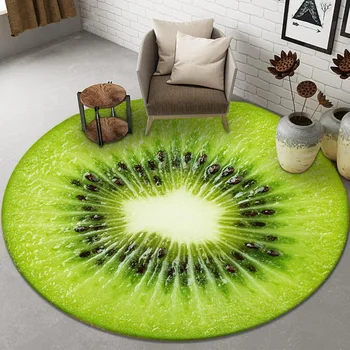 פירות קיווי עגבניות מודפס סיבוב שטיח הרצפה עיצוב הבית חדר משחקים הכיסא שטיחים שטח משחקים לילדים השטיח בסלון זוחל השטיח