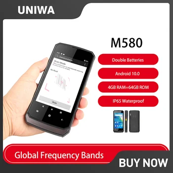 UNIWA M580 מחוספס החכם IP65 כפול סוללות 4GB RAM+64GB 8MP ROM אנדרואיד 10.0 ברקוד 2D, סורק מחוספס כף יד מחשב כף יד NFC
