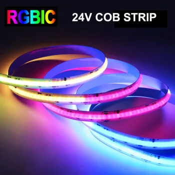 Dreamcolor RGBIC COB Led רצועת אור 24V למיעון RGB Led קלטת 2M 5M 720 נוריות/M גמיש קלח אורות בצבע מלא עיצוב חדר